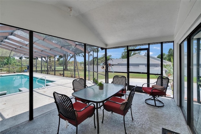 2219 Summit View Dr, Valrico, FL 33596 - sunroom / solarium with lofted ceiling and a swimming pool