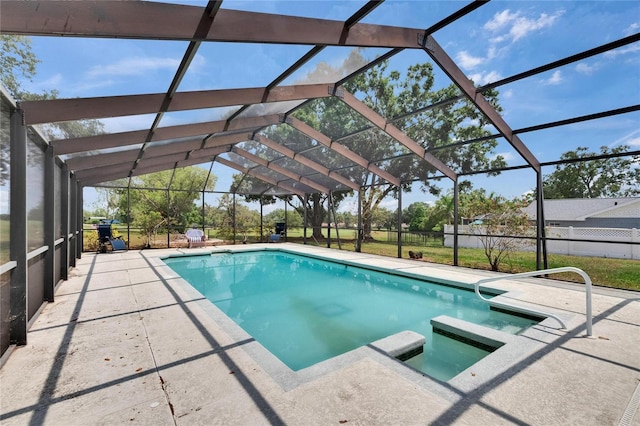 2219 Summit View Dr, Valrico, FL 33596 - swimming pool featuring a patio area and glass enclosure