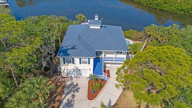 view of subject property featuring a large body of water
