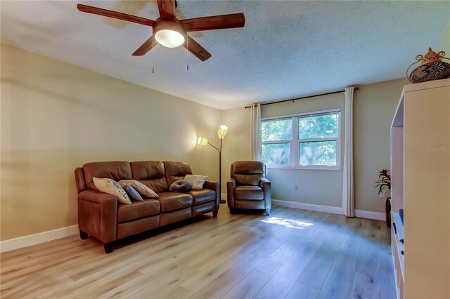 2913 Fig Ct, Palm Harbor, FL 34684 - living room with light wood-style floors, baseboards, and a ceiling fan