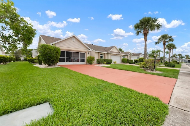 2015 W Del Webb Blvd, Sun City Center, FL 33573 - single story home featuring a front lawn, driveway, and a garage