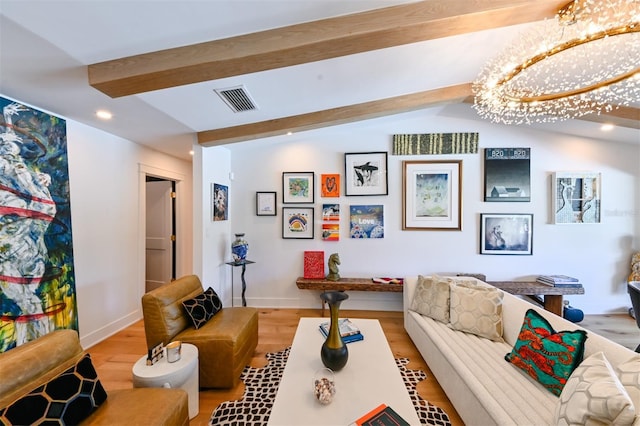 13916 Wellesford Way, Tampa, FL 33624 - living area with beam ceiling, recessed lighting, baseboards, and light wood finished floors