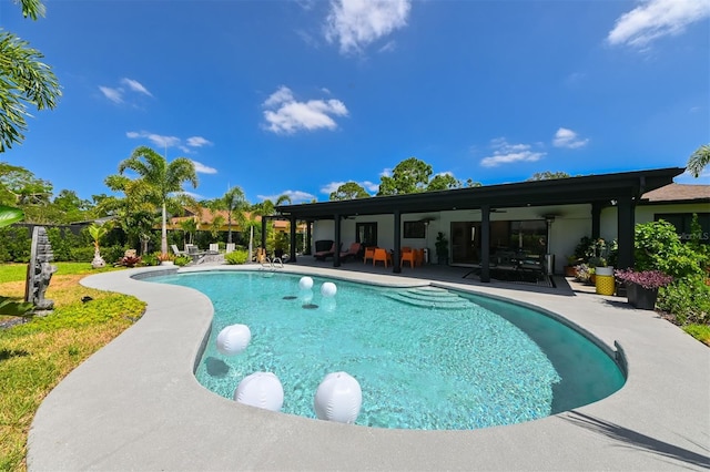 13916 Wellesford Way, Tampa, FL 33624 - swimming pool with a patio area and ceiling fan