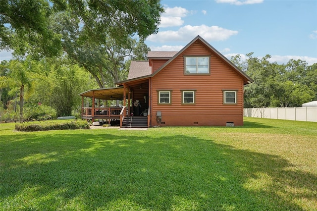 5817 Myrtle Ln, Tampa, FL 33625 - back of property with crawl space, roof with shingles, and a deck