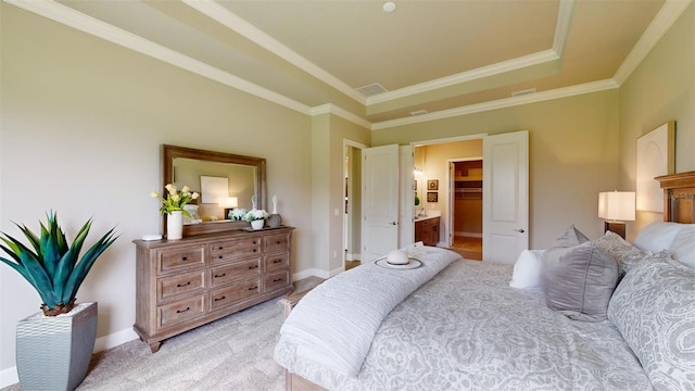 426 Bourganville Dr, Palm Coast, FL 32137 - bedroom featuring light colored carpet, crown molding, and baseboards