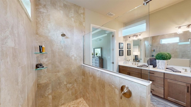426 Bourganville Dr, Palm Coast, FL 32137 - bathroom with walk in shower and double vanity