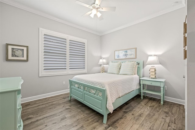 4166 Epic Cv, Land O Lakes, FL 34638 - bedroom with ornamental molding, wood finished floors, baseboards, and a ceiling fan