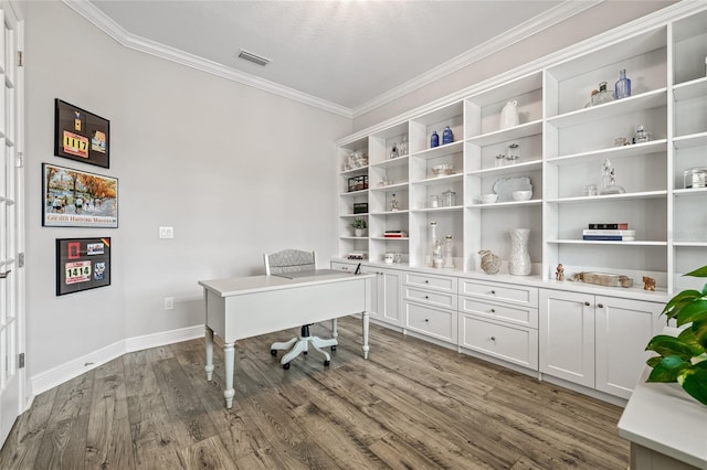 4166 Epic Cv, Land O Lakes, FL 34638 - home office featuring ornamental molding, wood finished floors, and baseboards