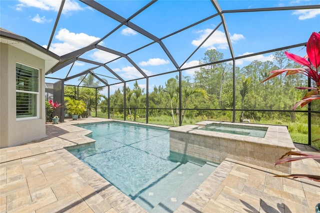 4166 Epic Cv, Land O Lakes, FL 34638 - view of pool with a patio, a pool with connected hot tub, and a lanai