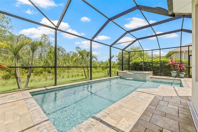4166 Epic Cv, Land O Lakes, FL 34638 - view of pool featuring a patio area, a pool with connected hot tub, and a lanai