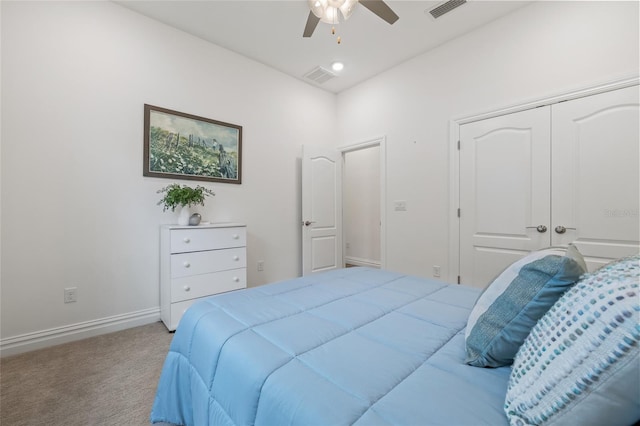 16712 Courtyard Loop, Land O Lakes, FL 34638 - bedroom with light colored carpet, baseboards, a closet, a ceiling fan, and recessed lighting