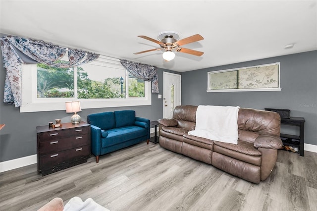 629 Lexington St, Dunedin, FL 34698 - living area featuring light wood finished floors, ceiling fan, and plenty of natural light
