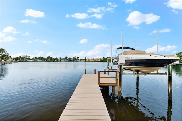 8848 Sunlit Cove Dr NE, Saint Petersburg, FL 33702 - dock area with boat lift and a water view