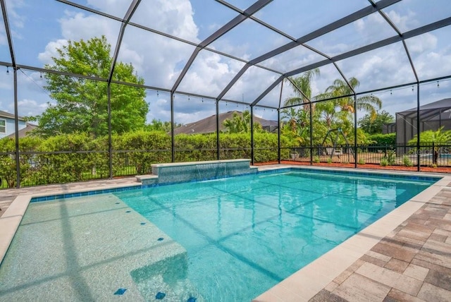 outdoor pool with a lanai