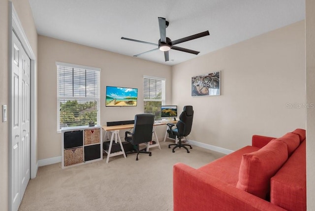 5724 Shell Ridge Dr, Lithia, FL 33547 - office featuring carpet and a ceiling fan