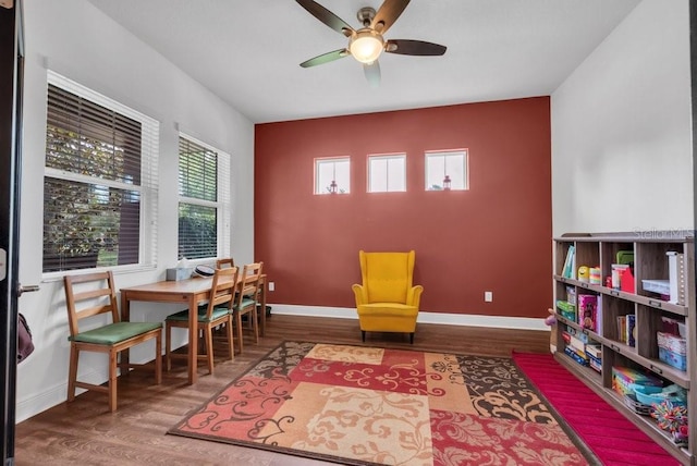 5724 Shell Ridge Dr, Lithia, FL 33547 - living area featuring ceiling fan and wood finished floors
