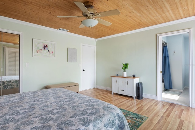 854 77th Ave N, Saint Petersburg, FL 33702 - bedroom with wood ceiling, crown molding, wood finished floors, baseboards, and ceiling fan