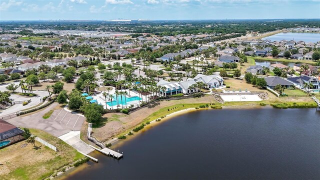 11322 Lake Lucaya Dr, Riverview, FL 33579 - aerial view of residential area featuring a large body of water and a pool area
