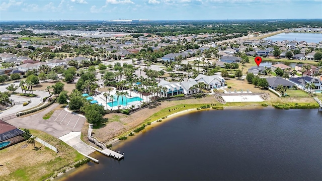 11322 Lake Lucaya Dr, Riverview, FL 33579 - aerial view of residential area featuring a large body of water and a pool area
