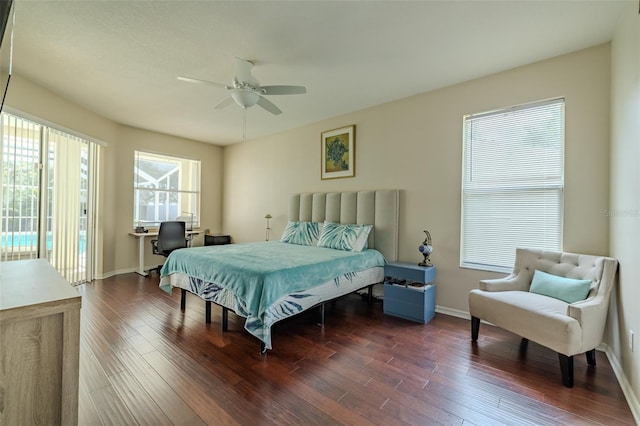 4612 River Overlook Dr, Valrico, FL 33596 - bedroom featuring dark wood-type flooring, an office area, and ceiling fan