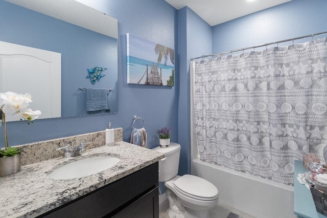 9532 Black Walnut Dr, Clermont, FL 34715 - full bathroom featuring toilet, vanity, and shower / bath combination with curtain