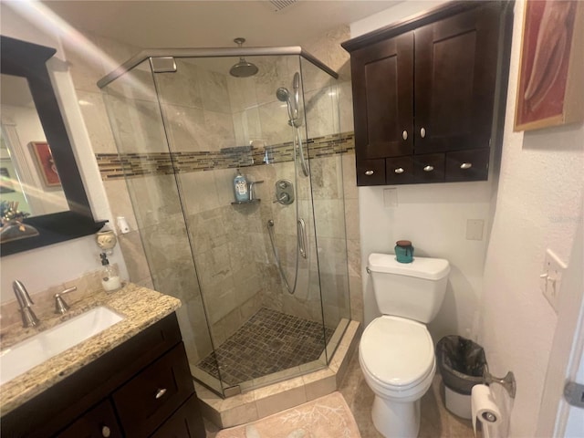 6073 115th Ave N, Pinellas Park, FL 33782 - full bathroom featuring toilet, a stall shower, vanity, and tile patterned floors