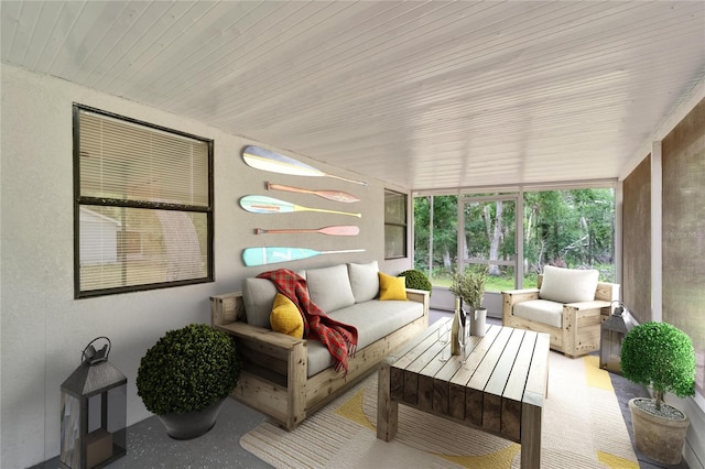 sunroom / solarium featuring outdoor lounge area