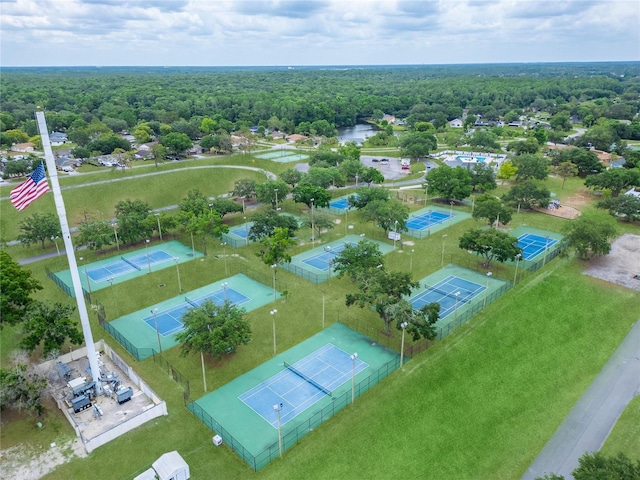 drone / aerial view of a heavily wooded area