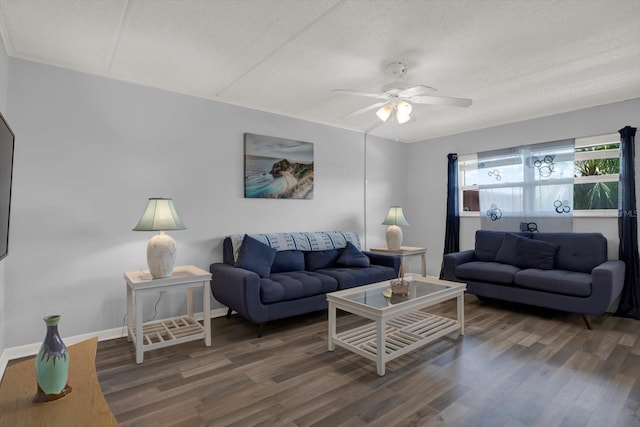 12760 Indian Rocks Rd Unit 578, Largo, FL 33774 - living room featuring wood finished floors, ceiling fan, a textured ceiling, and baseboards