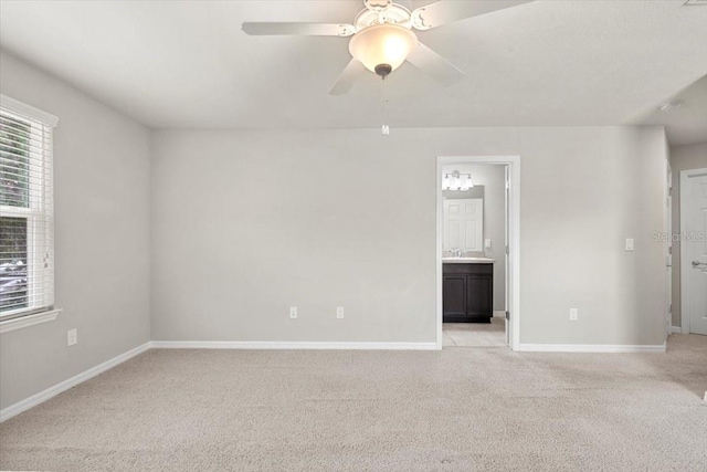 spare room featuring light carpet and plenty of natural light
