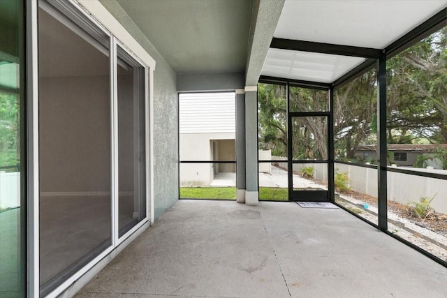 view of unfurnished sunroom