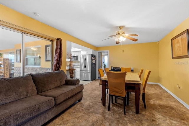 1453 62nd Ter S, Saint Petersburg, FL 33705 - dining room with ceiling fan and baseboards