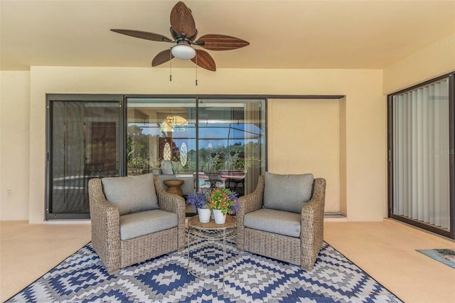 view of patio with a ceiling fan