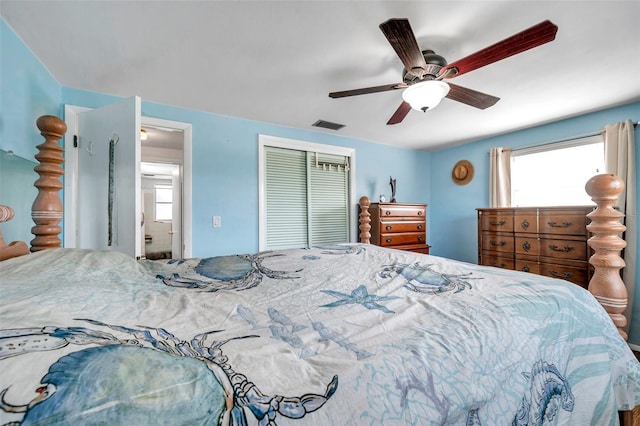3621 Beacon Square Dr, Holiday, FL 34691 - bedroom featuring a closet and a ceiling fan
