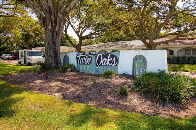 view of community sign