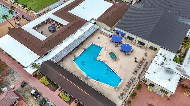 904 Desert Hills Dr, Sun City Center, FL 33573 - aerial view of property and surrounding area with a pool area