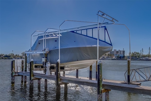 15805 Redington Dr, Redington Beach, FL 33708 - dock area with boat lift and a water view