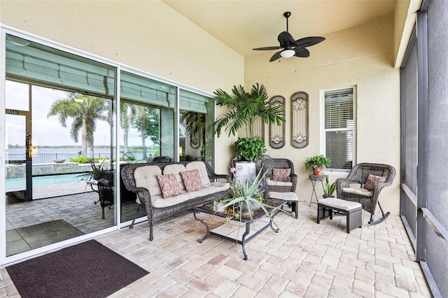 view of patio / terrace with an outdoor hangout area and ceiling fan