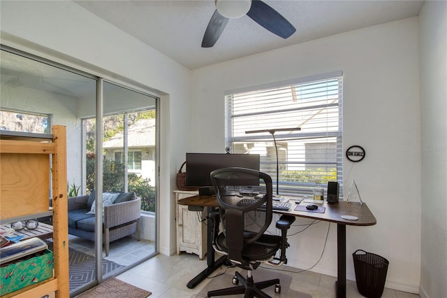 2870 Rampart Cir, Clearwater, FL 33761 - office featuring ceiling fan and baseboards