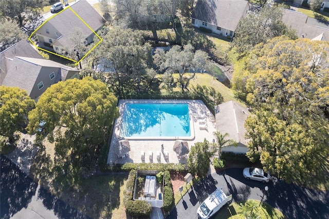 2870 Rampart Cir, Clearwater, FL 33761 - view of property location featuring a pool and property parcel outlined
