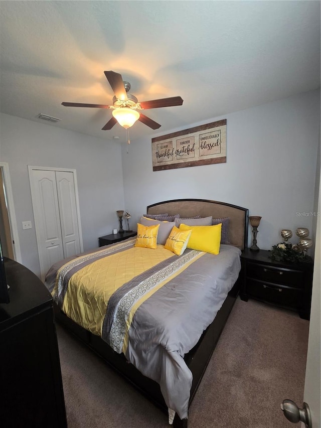 11617 Brighton Knoll Loop, Riverview, FL 33579 - bedroom featuring carpet, a closet, and ceiling fan