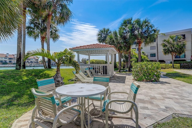 7564 Bayshore Dr Unit 302, Treasure Island, FL 33706 - view of patio featuring a gazebo and a water view