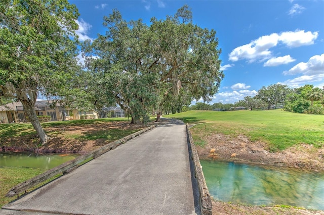 view of road featuring a water view