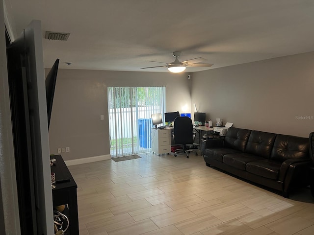 8423 Edgewater Place Blvd, Tampa, FL 33615 - office space with ceiling fan, baseboards, and wood finished floors