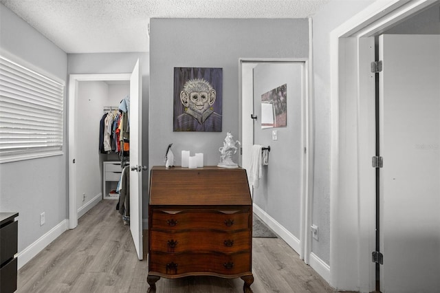 3245 Freemont Ter S, Saint Petersburg, FL 33712 - hallway with light wood-type flooring, a textured ceiling, and baseboards