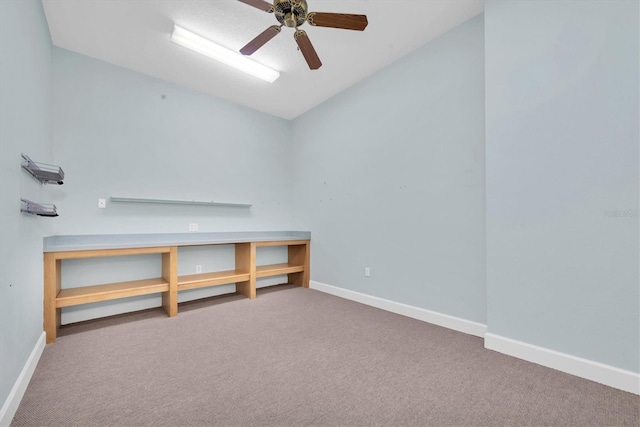 12002 Hope Ln, Tampa, FL 33618 - carpeted spare room featuring baseboards, lofted ceiling, and ceiling fan