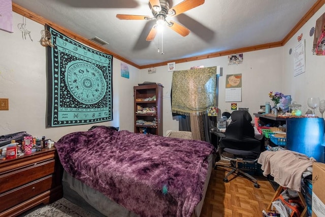 8305 75th Pl, Seminole, FL 33777 - bedroom featuring ornamental molding and a ceiling fan