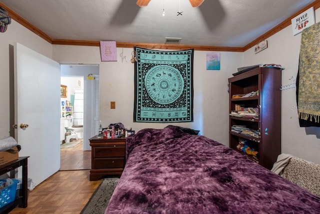 8305 75th Pl, Seminole, FL 33777 - bedroom with ornamental molding and a ceiling fan