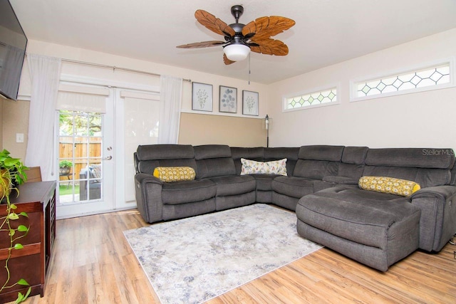 351 Hancock St, Dunedin, FL 34698 - living area featuring wood finished floors, healthy amount of natural light, and ceiling fan