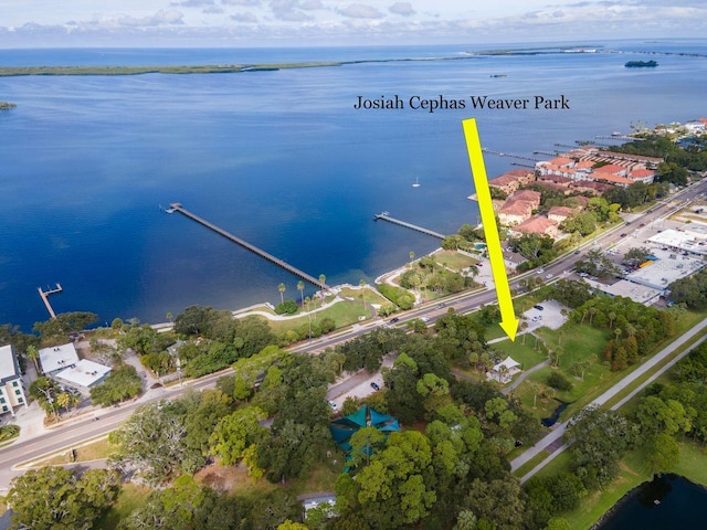 351 Hancock St, Dunedin, FL 34698 - aerial overview of property's location with a nearby body of water